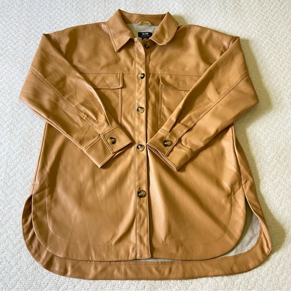 Anthropologie Maeve Faux Leather Oversized Shirt Jacket - Picture 10 of 15